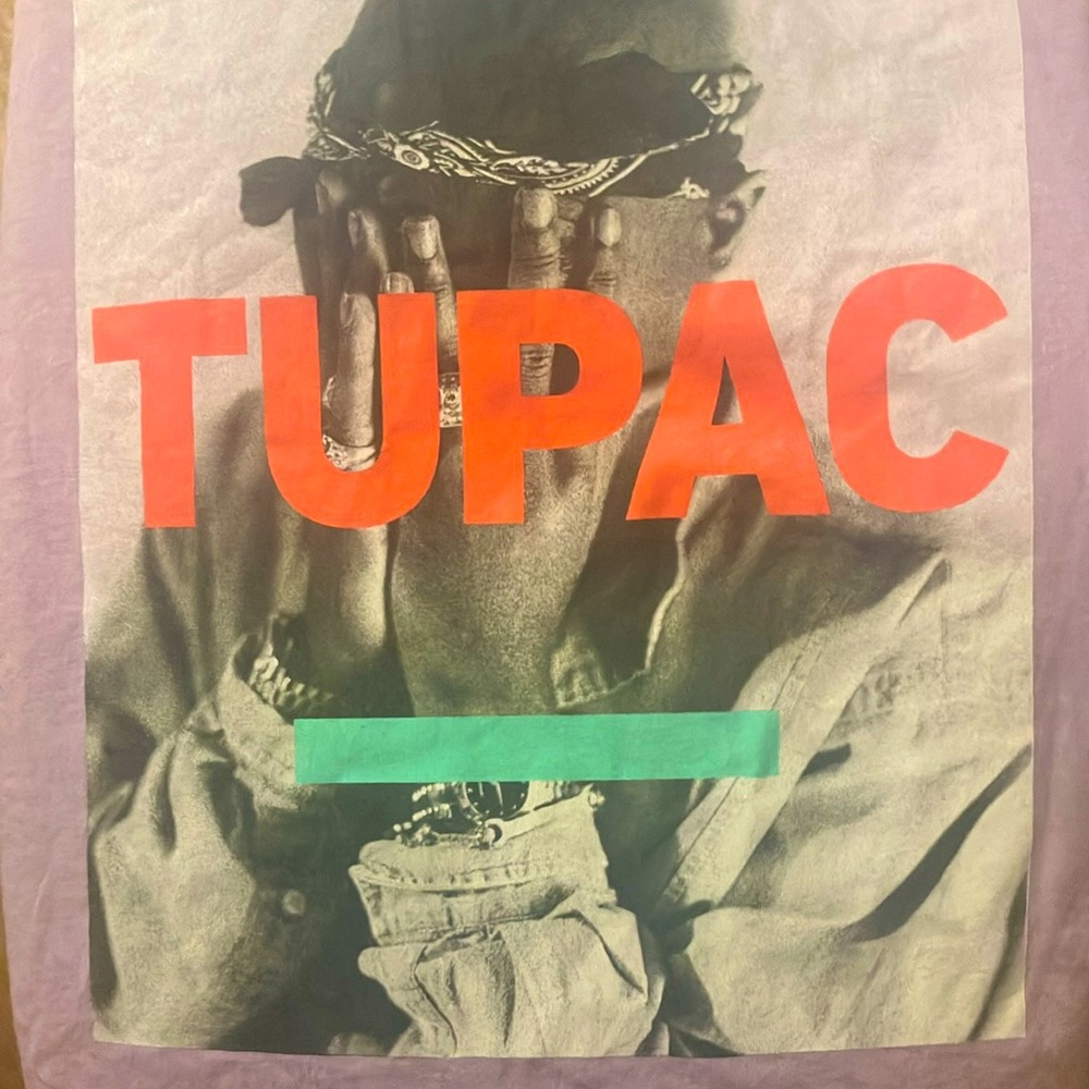 Tupac Graphic T-Shirt with Orange and Green Accents